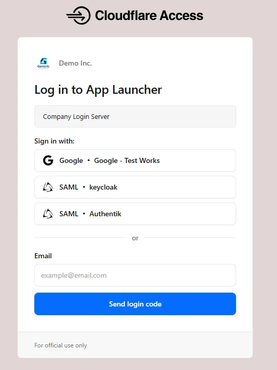 Screenshot of the updated Access login page