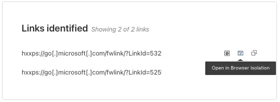 Open links with Browser Isolation