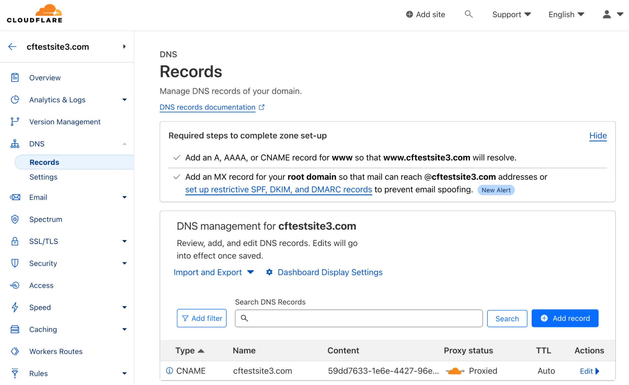 Cloudflare Tunnel automatically creates a CNAME DNS entry directing traffic to the deployed tunnel