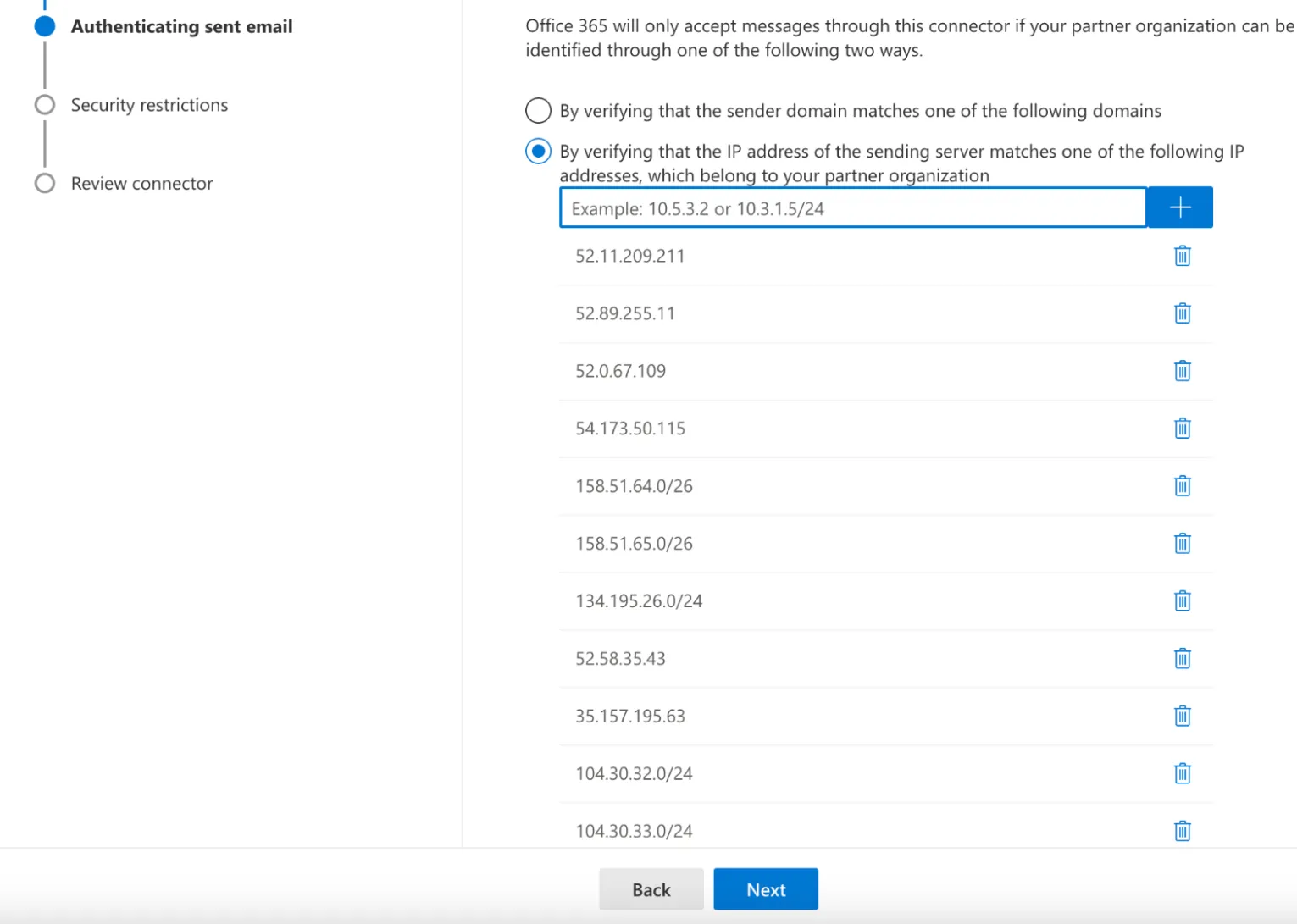 Enter all of Email security's Egress IPs